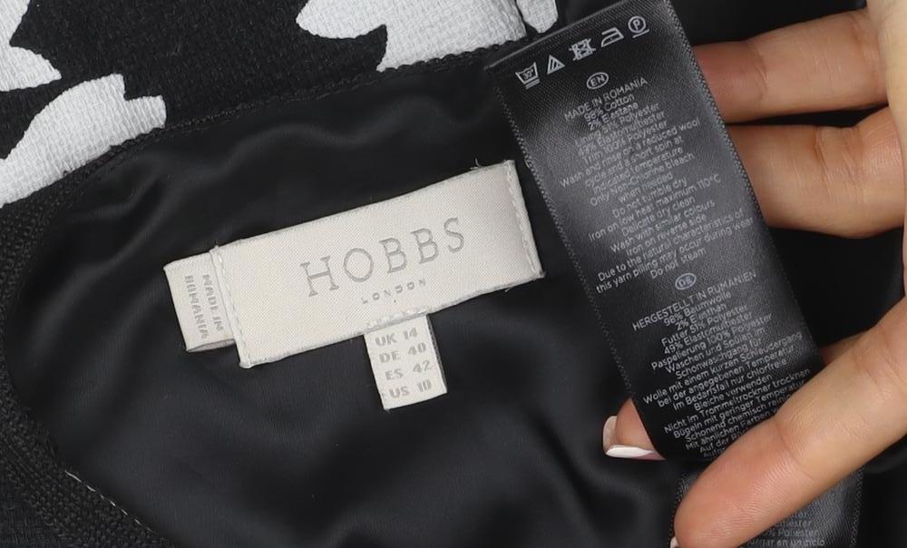 Hobbs Women Black White Floral Fit & Flare Knee Length Dress UK 14
