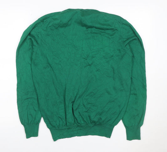 Sergio Tacchini Mens Green 2XL Crew Neck Logo Cotton Pullover Jumper