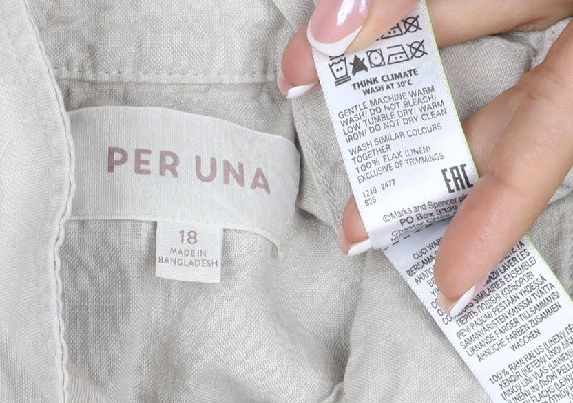 Per Una Women Beige UK 18 Linen Open Front Lightweight Suit Jacket