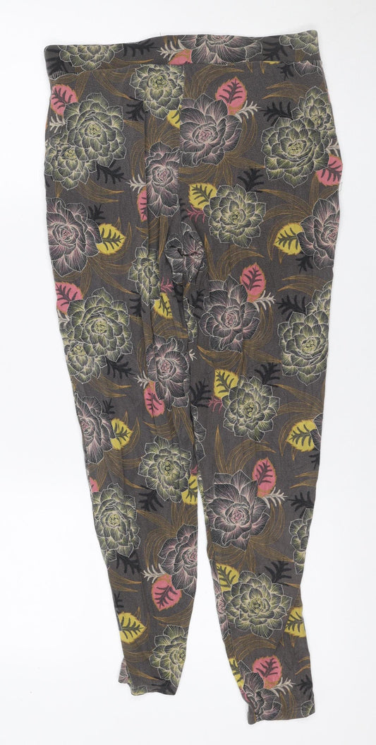 Next Women’s Grey Floral Leggings UK 10 Stretch Jersey