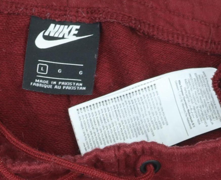 Nike Women’s Red L Sweatpants Joggers Drawstring Cuffed Logo