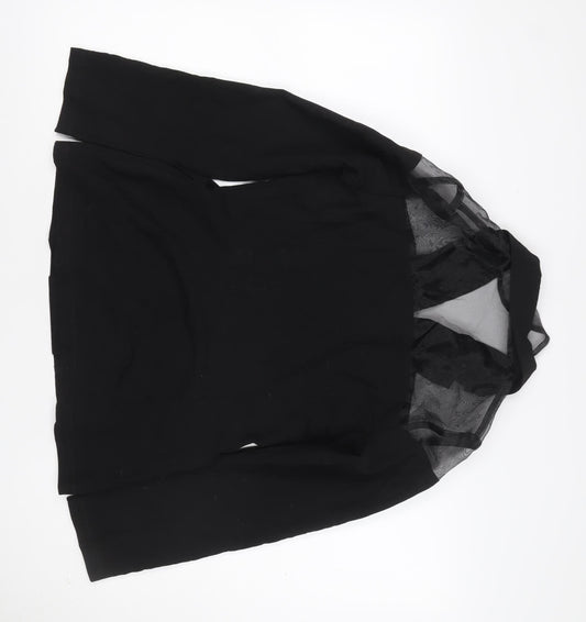 Unique21 Women’s Black UK 12 Double-Breasted Sheer Panel Blazer