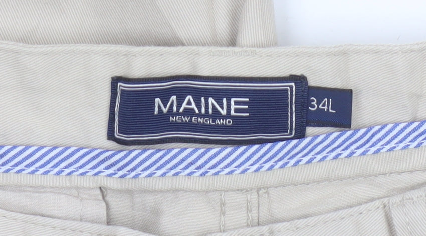 Additional view of Maine New England Men’s Beige Cotton Chino Trousers 34L Straight Fit