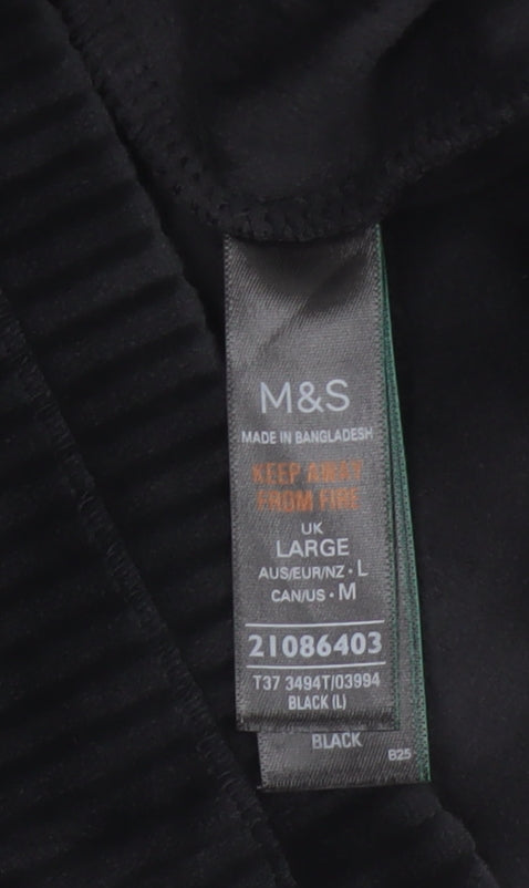 Marks and Spencer Women Black L Hooded Ribbed Velour Pyjama Lounge Top