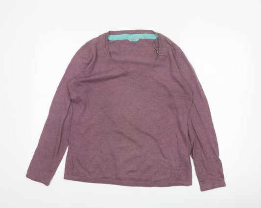 FatFace Women’s Purple Size 14 V-Neck Lace-Up Knit Jumper