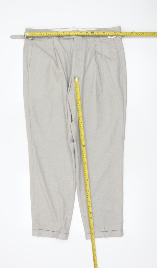 Marks and Spencer Men's Grey 34S Pleated Tapered Dress Trousers