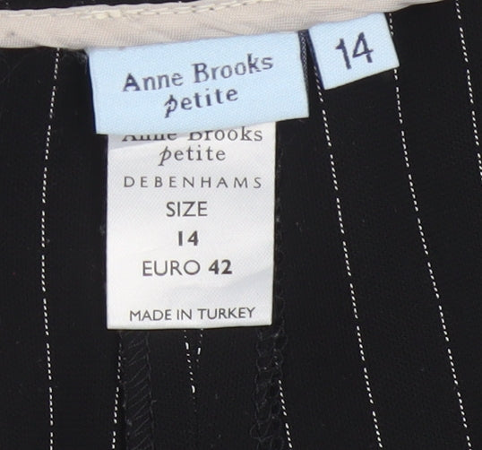 Anne Brooks Women’s Black Pinstripe Petite UK 14 Straight Dress Trousers