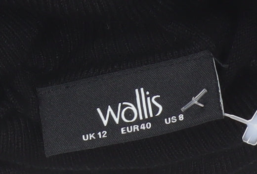 Wallis Women Black UK 12 Roll Neck Studded Knit Pullover Jumper