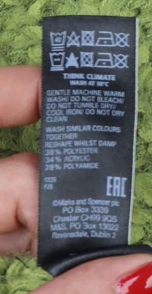 Marks & Spencer Women Green UK 12 Chunky Knit Mock Neck Jumper