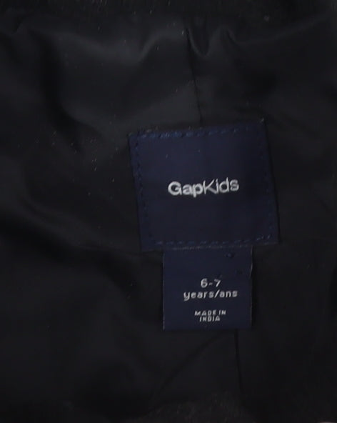 Gap Kids Boys Black 6-7 Years Pea Coat Double-Breasted Wool Blend