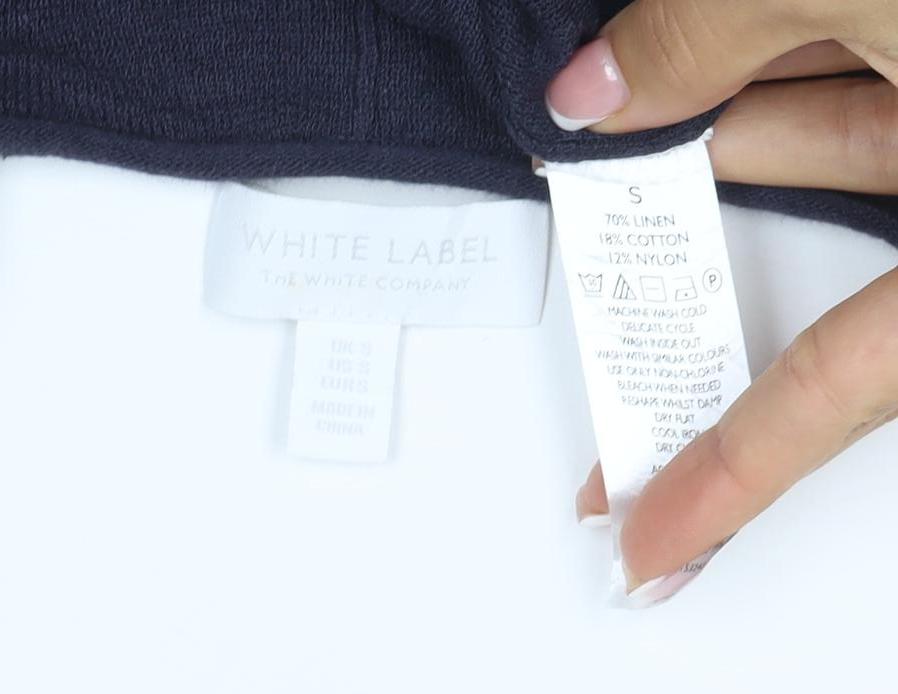 White Label The White Company Women Navy S V-Neck Knit Tunic Top