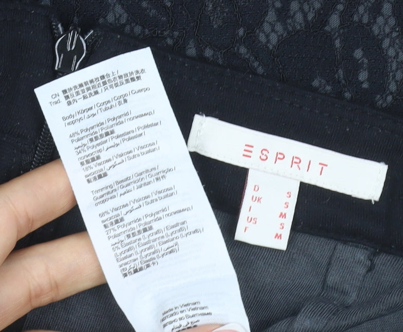 Brand and care label for ESPRIT Women Black UK 8 Floral Lace Pencil Knee Length Skirt