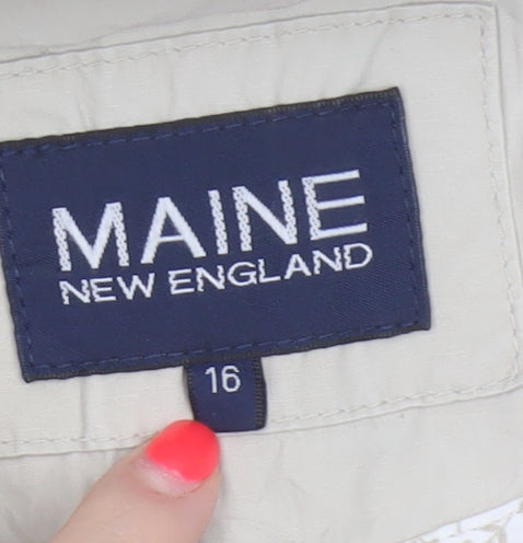 Additional view of Maine New England Women Ivory UK 16 Hooded Parka Coat Cotton