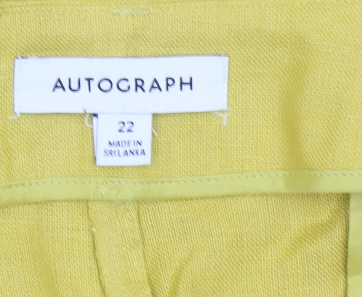 Additional view of Autograph Women Yellow Linen Straight Trousers UK 22 Pockets