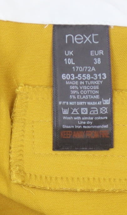 Next Women Yellow UK 10 Tall Slim Tapered Smart Trousers