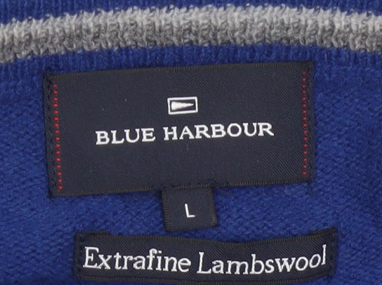 Blue Harbour Men’s Blue L Lambswool Crew Neck Pullover Jumper