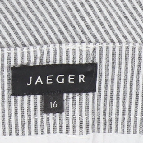 Additional view of Jaeger Women Grey Pinstripe Cotton Tapered Chino Trousers UK 16