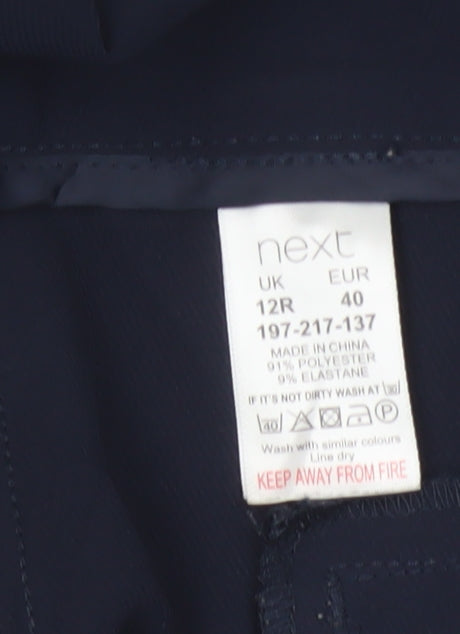 Next Women Blue UK 12 High Rise Wide-Leg Belted Tailored Trousers