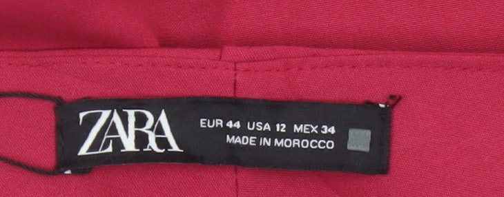 Zara Women Red Size 16 High Rise Tapered Tailored Trousers