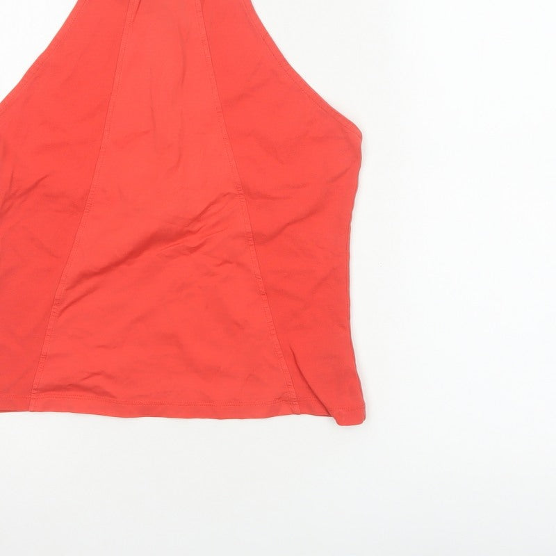 French Connection Women Red M High Neck Racerback Camisole Tank Top