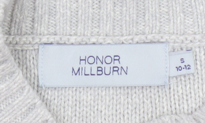 Honor Millburn Women Grey S Cable Knit Button Shoulder Pullover Jumper