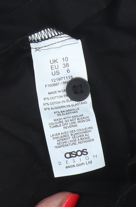 Brand and care label for ASOS Design Women’s Black UK 10 Basic Long Sleeve Button-Up Shirt