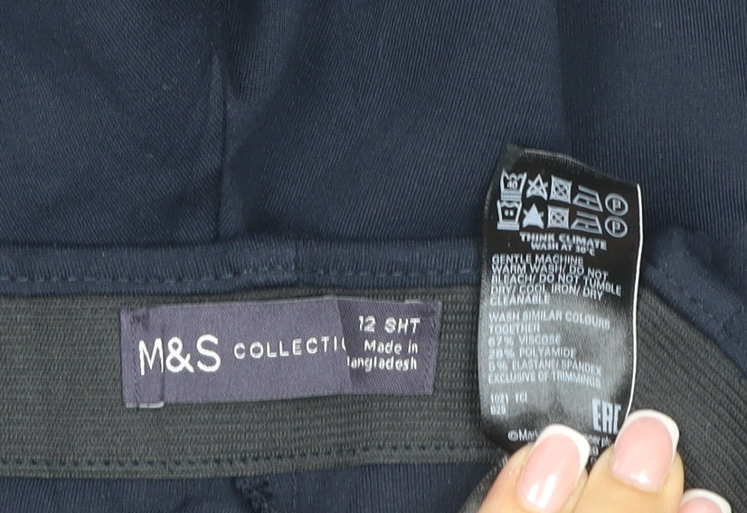 Marks & Spencer Women’s Black Size 12 Short Straight Leg Trousers