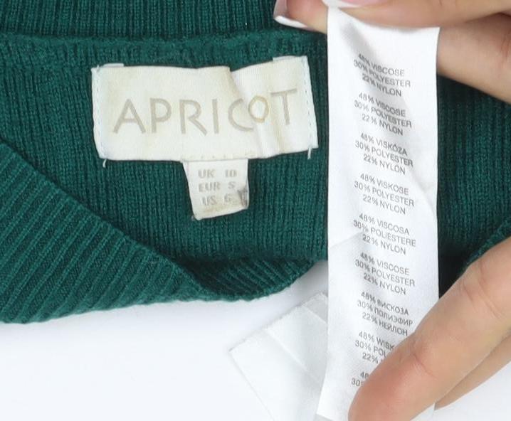 Apricot Women Green UK 8 Rib Knit V-Neck Button Cardigan