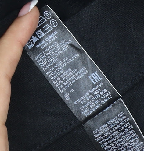 Marks and Spencer Women's Black Size 18 Short Straight Leg Stretch Trousers