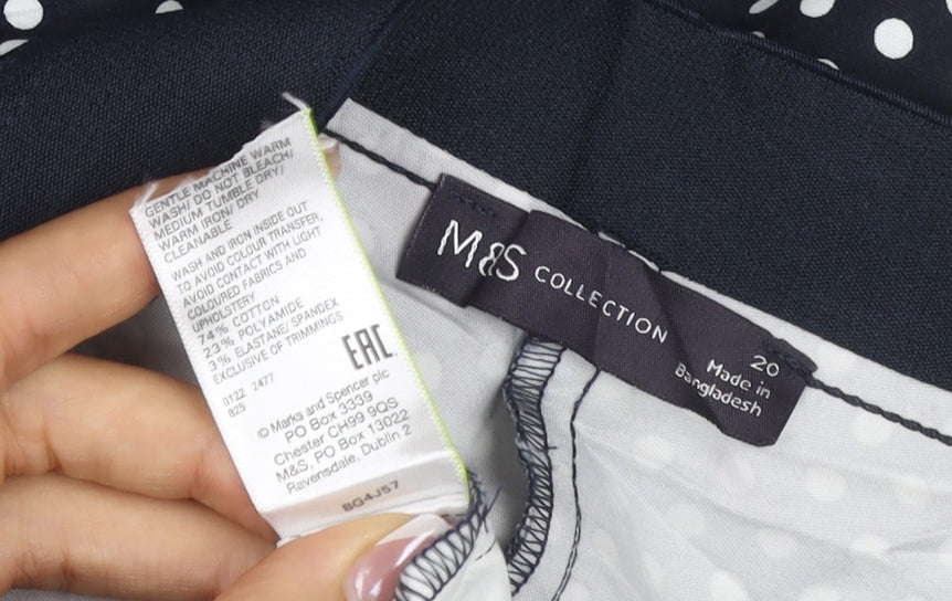 M&S Collection Women’s Black White Polka Dot Straight Trousers UK 20