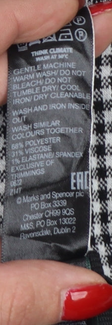Marks and Spencer Women Black Check Zip Pocket Leggings UK 12 Short