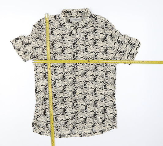AllSaints Men’s M Multicoloured Geometric Viscose Short Sleeve Shirt