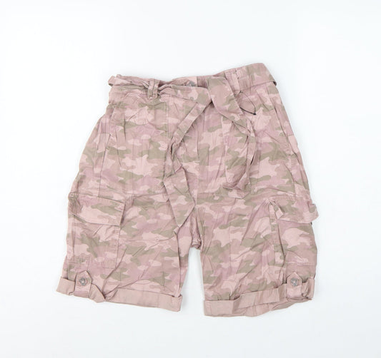 Marks & Spencer Women’s Pink Camo Cargo Shorts UK 8 Belted