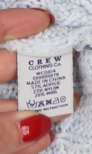 Crew Clothing Co Women Blue UK 14 Cable-Knit Crew Neck Jumper