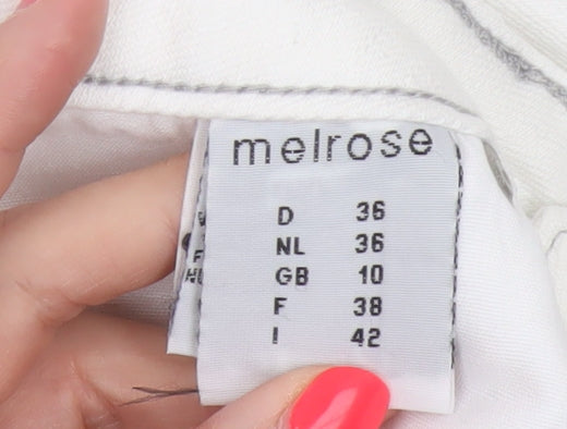 Melrose Women’s White UK 10 Low Rise Straight Studded Jeans