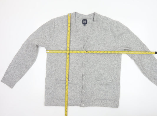 GAP Men’s Grey M V-Neck Button Knit Cardigan Pockets