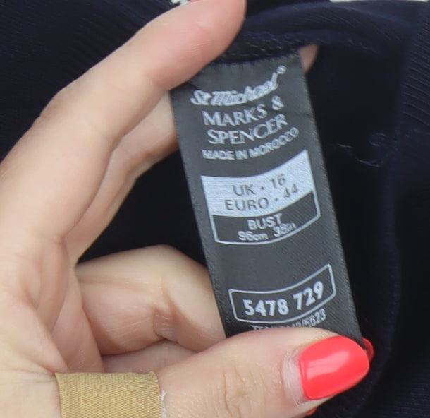 Marks & Spencer Women Navy Blue UK 16 Long Full Zip Hooded Tunic