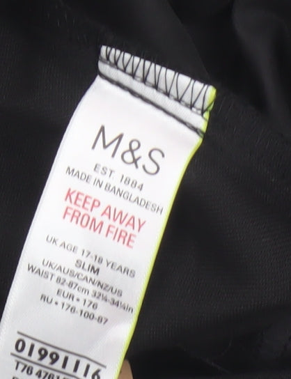 Marks & Spencer Boys Black 17-18 Years Slim School Dress Trousers