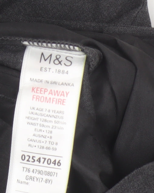 M&S Boys Grey 7-8 Years Dress Pants Super Skinny School NWT