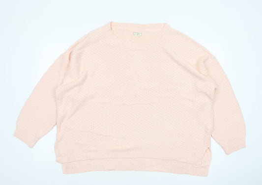 Fat Face Women Pink UK 24 Relaxed Crew Neck Knit Jumper