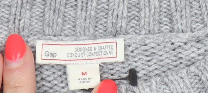 Gap Women Grey M Cable-Knit Wool Blend Crew Neck Jumper