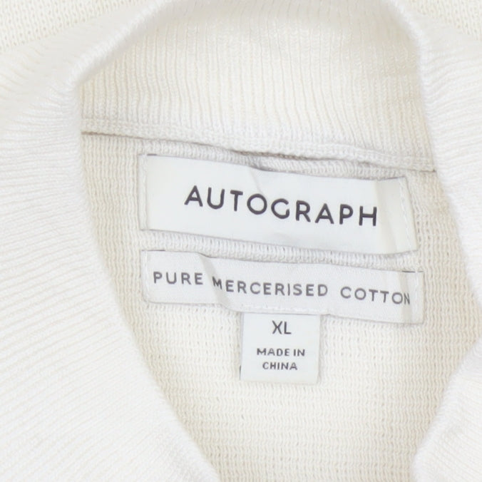 Additional view of Autograph Men’s Ivory XL Pure Cotton 1/4 Zip High Neck Jumper