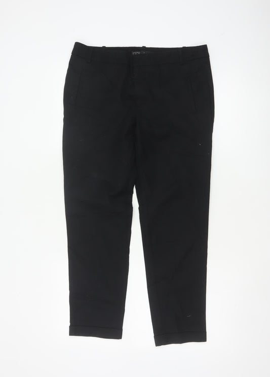 Zara Basic Women Black UK 12 Slim Tapered Smart Trousers Pockets