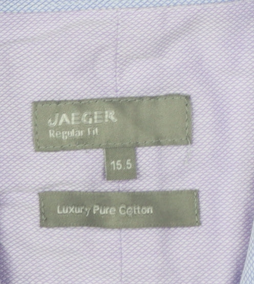 Brand and care label for Jaeger Men’s Purple 15.5 Regular Fit Pure Cotton Formal Shirt