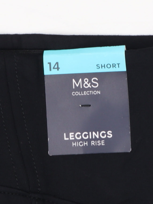 Marks & Spencer Women Black Size 14 Short High Rise Leggings