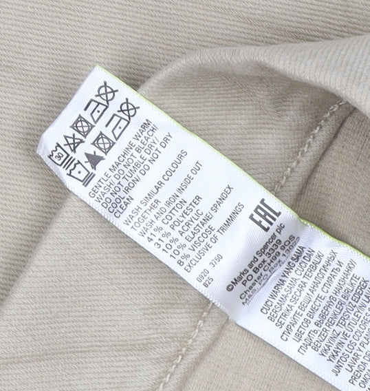 Marks and Spencer Women Beige UK 14 Regular Straight Chino Trousers