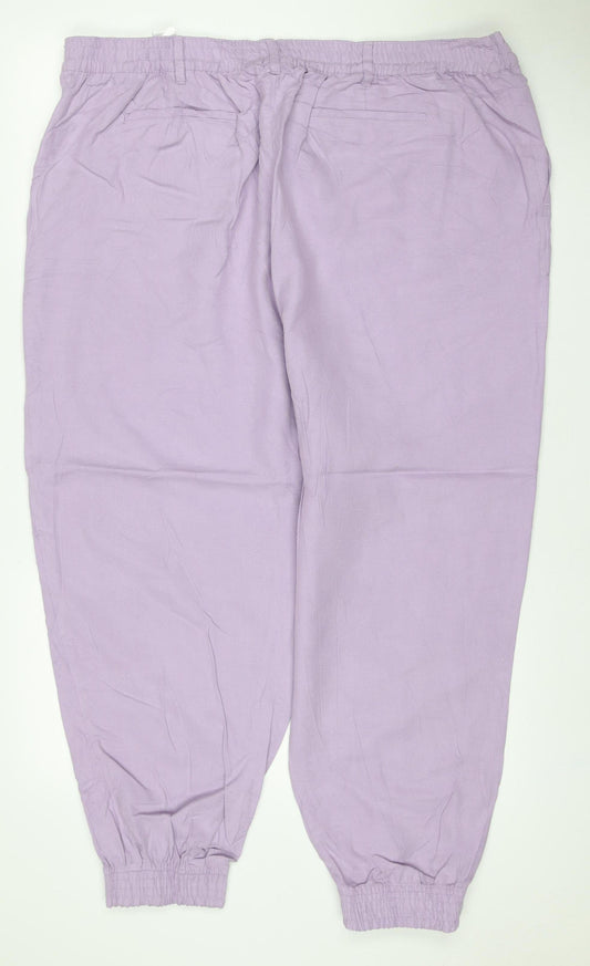 Autograph Women Purple UK 22 Lyocell Linen Relaxed Jogger Trousers