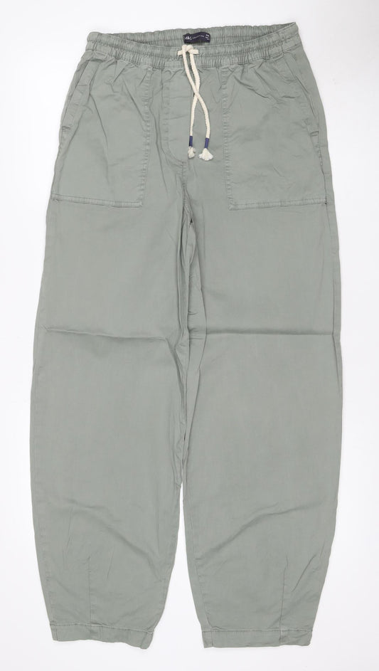 M&S Women’s Sage Green Cotton Drawstring Jogger Trousers UK 8