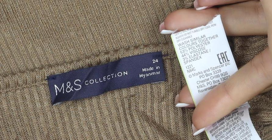 M&S Women’s Brown Size 24 Ribbed Viscose Stretch Square Neck Tank Top
