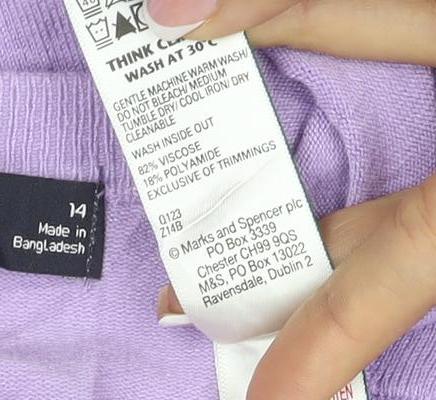 Marks & Spencer Women’s Purple Size 14 Cotton Button Cardigan